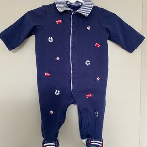 Navy Blue Kids One Piece with Sports Embroidery